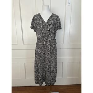 Old Navy Animal Print Midi Wrap Dress Womens Size 1X Brown Ivory Comfort NWT